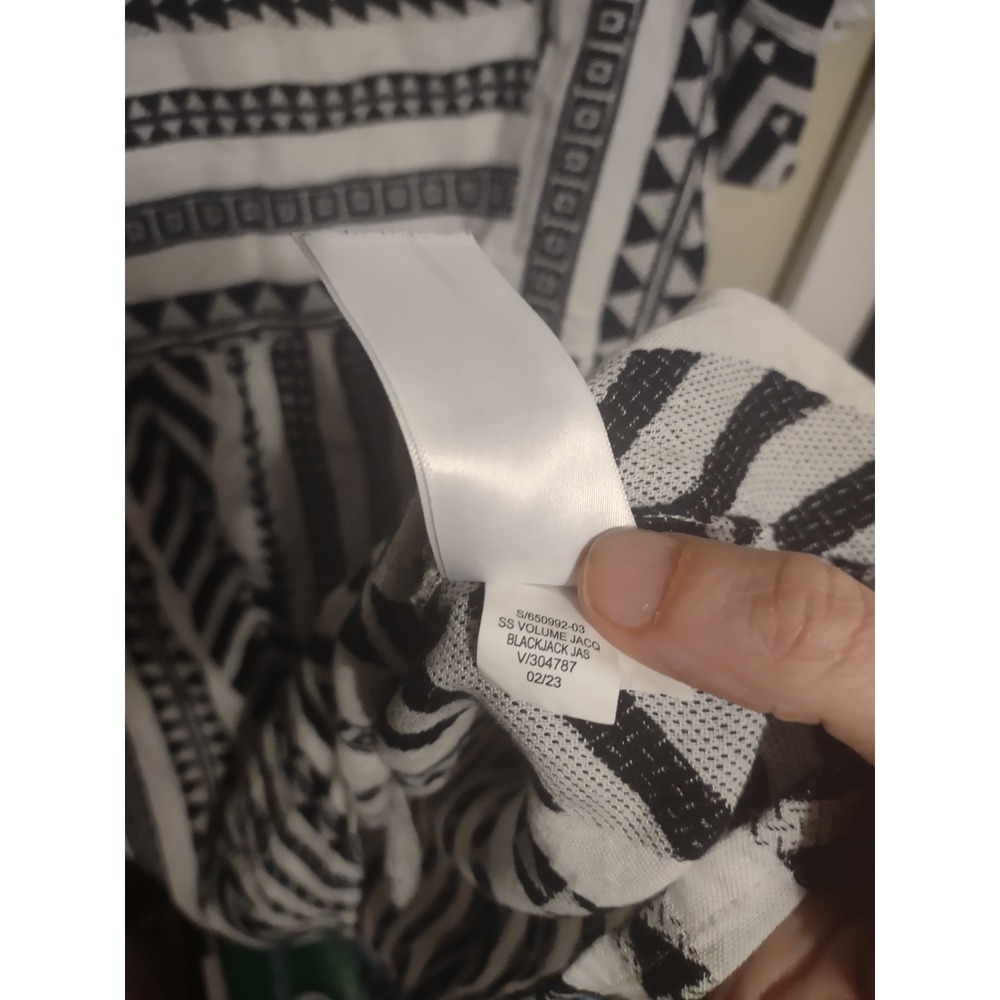 Old Navy SS Volume Jacquard Mini Dress Black White Geometric Tribal L - Picture 4 of 7